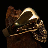 Excellent crafted Men's Communist Skull Ring green Hammer Sickle - solid Brass - BikeRing4u