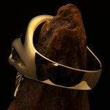 Excellent crafted Men's Communist Skull Ring green Hammer Sickle - solid Brass - BikeRing4u