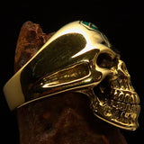 Excellent crafted Men's Skull Ring green Eye of Ra - Solid Brass - BikeRing4u