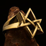 Excellent crafted Men's Aquarian Star Ring - Solid Brass - BikeRing4u