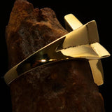 Excellent crafted Men's Aquarian Star Ring - Solid Brass - BikeRing4u