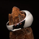 Excellent crafted Men's Heptagon Ring Blue seven sided Polygon - Sterling Silver - BikeRing4u