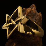 Excellent crafted Men's Aquarian Star Ring - Solid Brass - BikeRing4u