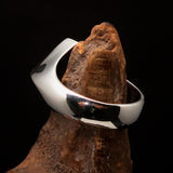 Men's Sterling Silver Biker Ring Diamond shaped 1% Percent Outlaw Symbol Blue - BikeRing4u
