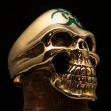 Excellent crafted Men's Gamer Ring green Biohazard Skull - Solid Brass - BikeRing4u