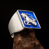 Excellent crafted Men's Zodiac Ring Star Sign Capricorn Blue - Sterling Silver - BikeRing4u