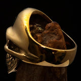 Excellent crafted Men's Gamer Ring green Biohazard Skull - Solid Brass - BikeRing4u