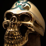 Excellent crafted Men's Gamer Ring green Biohazard Skull - Solid Brass - BikeRing4u