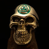 Excellent crafted Men's Masonic Ring green Archer Skull - Solid Brass - BikeRing4u