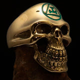 Excellent crafted Men's Masonic Ring green Archer Skull - Solid Brass - BikeRing4u