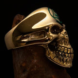 Excellent crafted Men's Masonic Ring green Archer Skull - Solid Brass - BikeRing4u