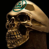 Excellent crafted Men's Masonic Ring green Archer Skull - Solid Brass - BikeRing4u