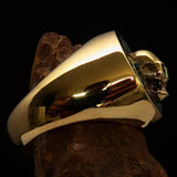 Excellent crafted Men's Biker Ring green Hebrew Skull - Solid Brass - BikeRing4u