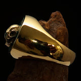 Excellent crafted Men's Biker Ring green Hebrew Skull - Solid Brass - BikeRing4u