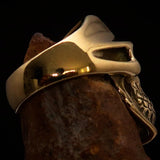 Excellent crafted Men's Biker Skull Ring green Diamond Lucky 13 - Solid Brass - BikeRing4u