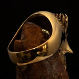 Excellent crafted Men's Vampire Skull Ring green Diamond 13 - Solid Brass - BikeRing4u