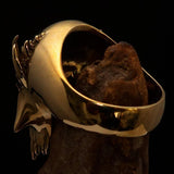 Excellent crafted Men's Vampire Skull Ring green Diamond 13 - Solid Brass - BikeRing4u