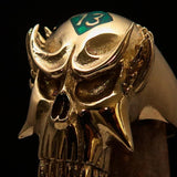 Excellent crafted Men's Vampire Skull Ring green Diamond 13 - Solid Brass - BikeRing4u