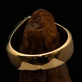 Excellent crafted Men's Biker Ring Green Number 13 - Solid Brass - BikeRing4u