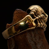 Excellent crafted Men's Skull and Bones Ring green Number 13 - Brass - BikeRing4u