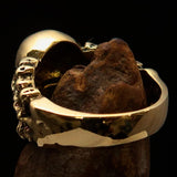 Excellent crafted Men's Skull and Bones Ring green Number 13 - Brass - BikeRing4u