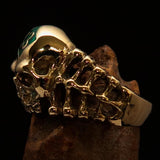 Excellent crafted Men's Skull and Bones Ring green Number 13 - Brass - BikeRing4u