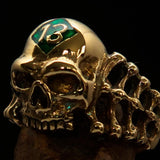 Excellent crafted Men's Skull and Bones Ring green Number 13 - Brass - BikeRing4u
