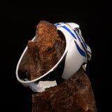Excellent crafted Men's Animal Ring Male Tiger Blue Sterling Silver 925 - BikeRing4u