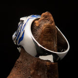 Excellent crafted Men's Animal Ring Male Tiger Blue Sterling Silver 925 - BikeRing4u