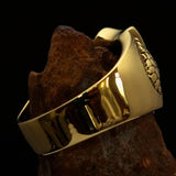 Excellent Crafted Men's Lucky Number 13 Shield Ring - solid Brass - BikeRing4u