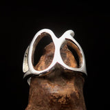 Men's Greek lower case Letter Initial Ring Alpha - Sterling Silver - BikeRing4u