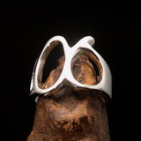Men's Greek lower case Letter Initial Ring Alpha - Sterling Silver - BikeRing4u