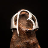 Men's Greek lower case Letter Initial Ring Beta - Sterling Silver - BikeRing4u