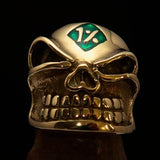 Nicely Crafted Men's Outlaw green 1% er Gnome Skull Ring - Solid Brass - BikeRing4u
