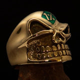 Nicely Crafted Men's Outlaw green 1% er Gnome Skull Ring - Solid Brass - BikeRing4u