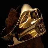 Nicely Crafted Men's Outlaw green 1% er Gnome Skull Ring - Solid Brass - BikeRing4u