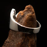 Men's Greek lower case Letter Initial Ring Gamma - Sterling Silver - BikeRing4u