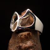 Men's Greek lower case Letter Initial Ring Gamma - Sterling Silver - BikeRing4u