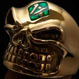 Nicely Crafted Men's Outlaw green 1% er Gnome Skull Ring - Solid Brass - BikeRing4u