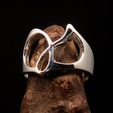 Men's Greek lower case Letter Initial Ring Gamma - Sterling Silver - BikeRing4u