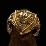 Excellent Crafted Men's 1% Percenter Biker Shield Ring - Solid Brass - BikeRing4u