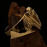 Excellent Crafted Men's 1% Percenter Biker Shield Ring - Solid Brass - BikeRing4u