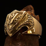 Excellent Crafted Men's 1% Percenter Biker Shield Ring - Solid Brass - BikeRing4u