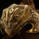 Excellent Crafted Men's 1% Percenter Biker Shield Ring - Solid Brass - BikeRing4u