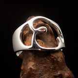 Men's Greek lower case Letter Initial Ring Epsilon - Sterling Silver - BikeRing4u