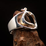 Men's Greek lower case Letter Initial Ring Zeta - Sterling Silver - BikeRing4u