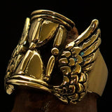 Excellent crafted Men's Medieval Ring Flying Time - Solid Brass - BikeRing4u
