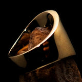 Excellent crafted ancient Men's red Rampant Lion Ring - Solid Brass - BikeRing4u