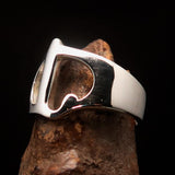 Men's Greek lower case Letter Initial Ring Iota - Sterling Silver - BikeRing4u