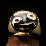 Perfectly crafted domed Men's Zodiac Cancer Ring Black - Solid Brass - BikeRing4u